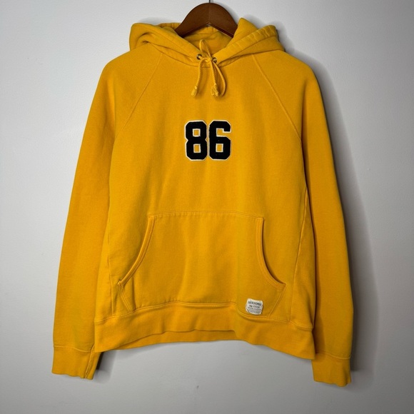 Abercrombie & Fitch Other - Abercrombie & Fitch Y2K Men’s Collegiate Patch Hooded Sweatshirt Yellow Navy